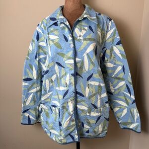 Alfred Dunner Quilted Jacket Womens Fits Large XL Blue Green Grandma Cottagecore